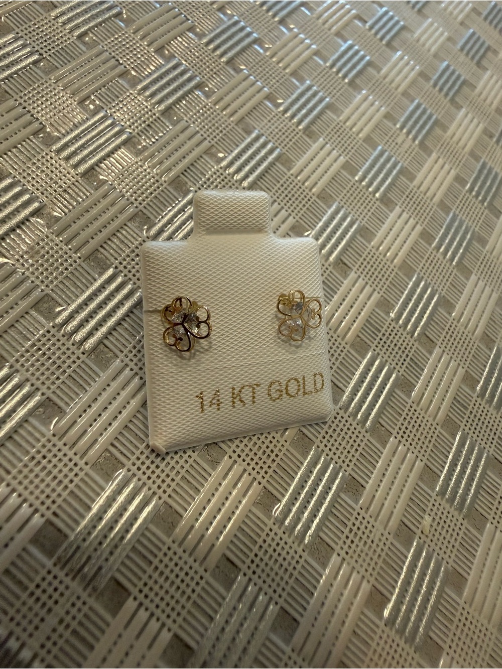 14 KT Gold Flower Stud Earrings - Two-Tone